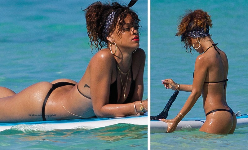 7 Famous Beauties Surfing In Sexy Bikinis_Rihanna